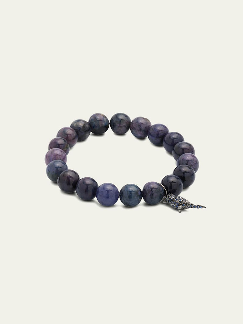 Smooth Dumortie Bracelet with Tiny Hummingbird Charm 4