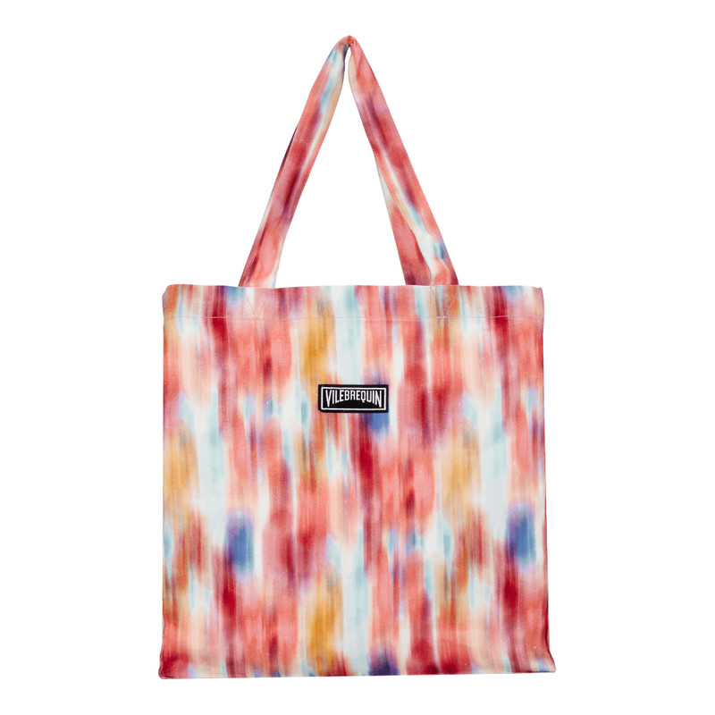 Unisex Linen Beach Bag Ikat Flowers 1