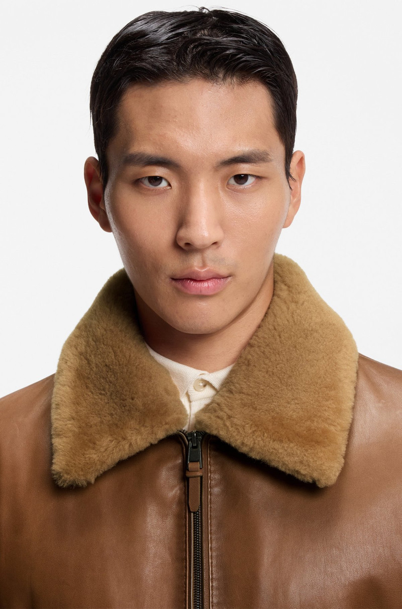 LEATHER JACKET WITH DETACHABLE SHEARLING COLLAR 5