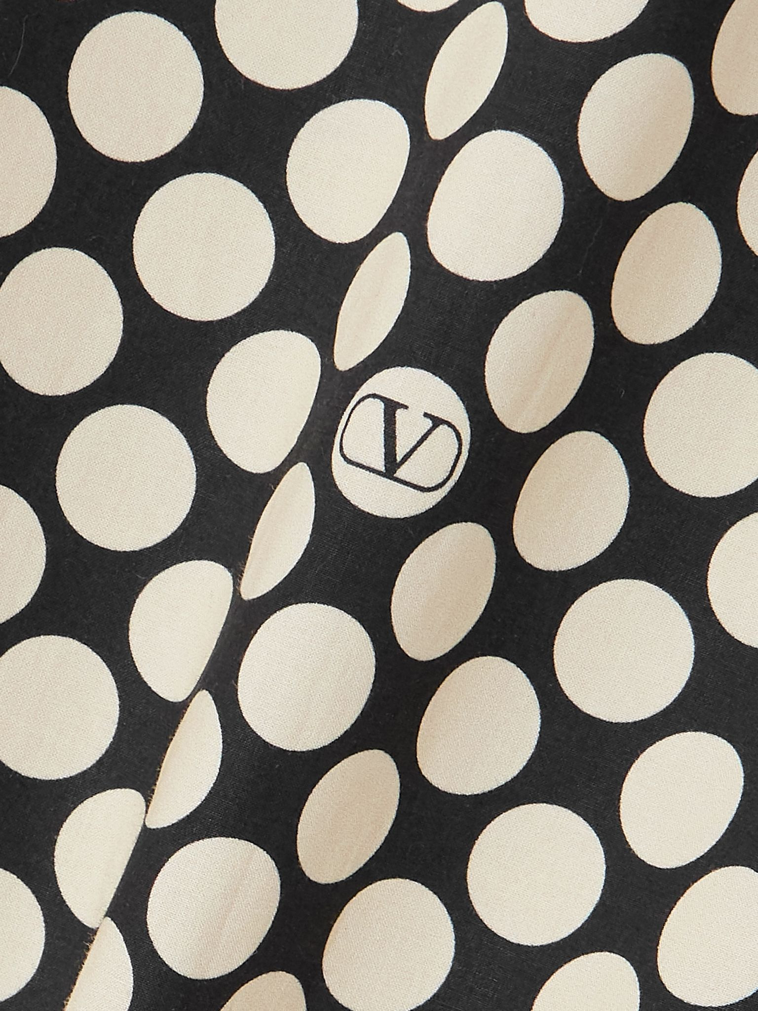 Bow-detailed ruffled polka-dot cotton-poplin mini dress Black - 4