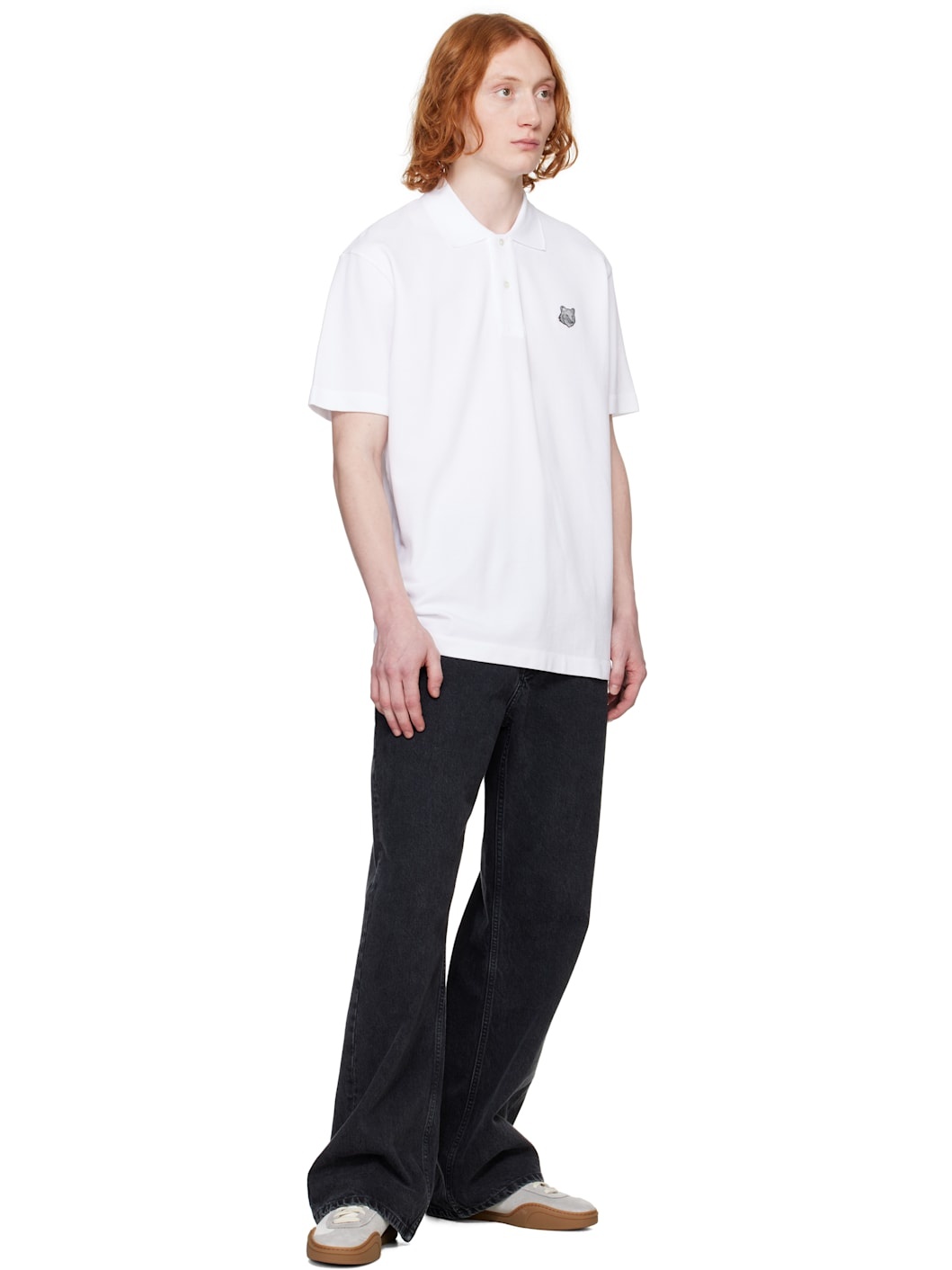 White Bold Fox Head Patch Comfort Polo - 4