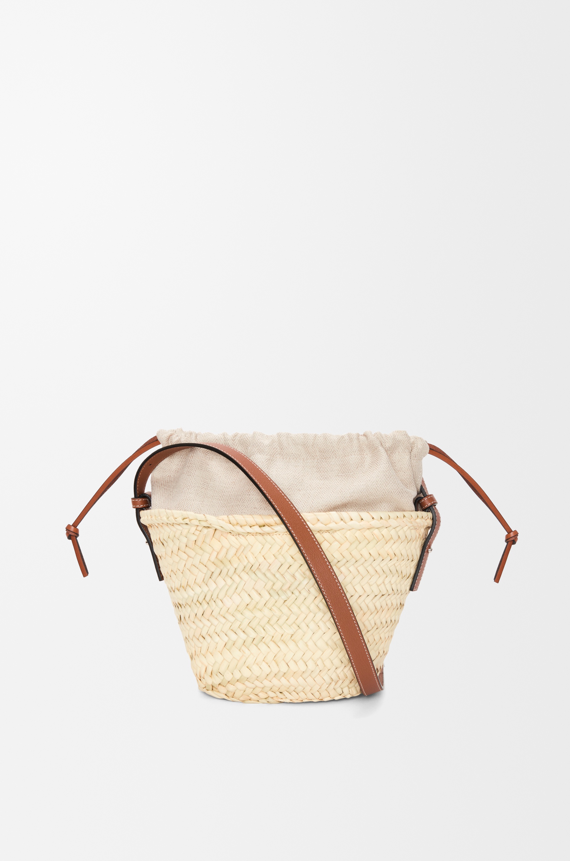Drawstring bucket bag in palm leaf and calfskin - 5