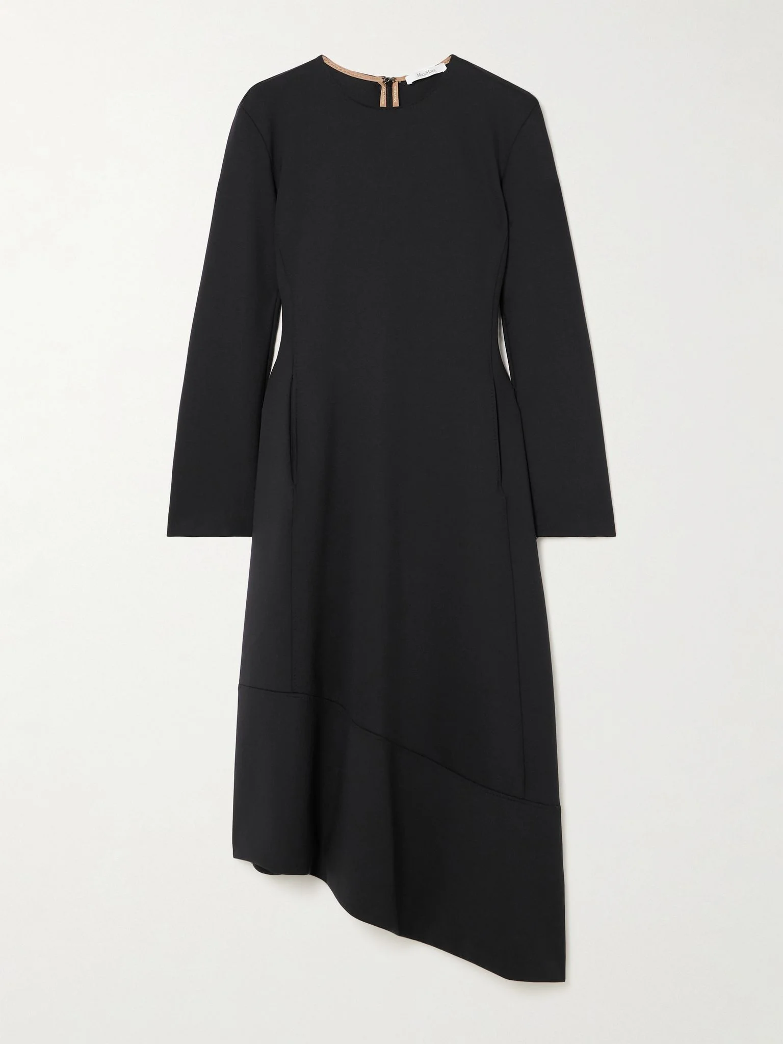 Asymmetric satin midi dress Black - 1
