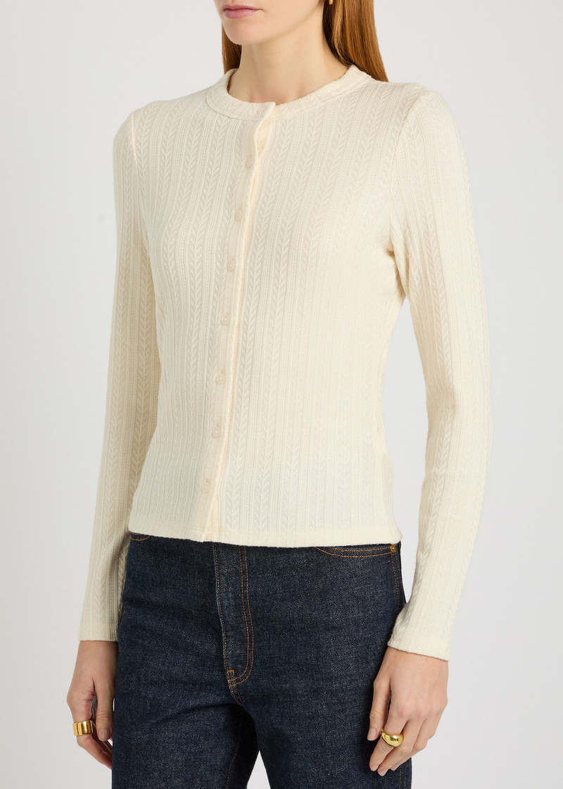 VERONICA BEARD Veronica Beard Lira Pointelle Stretch-knit Cardigan outlook