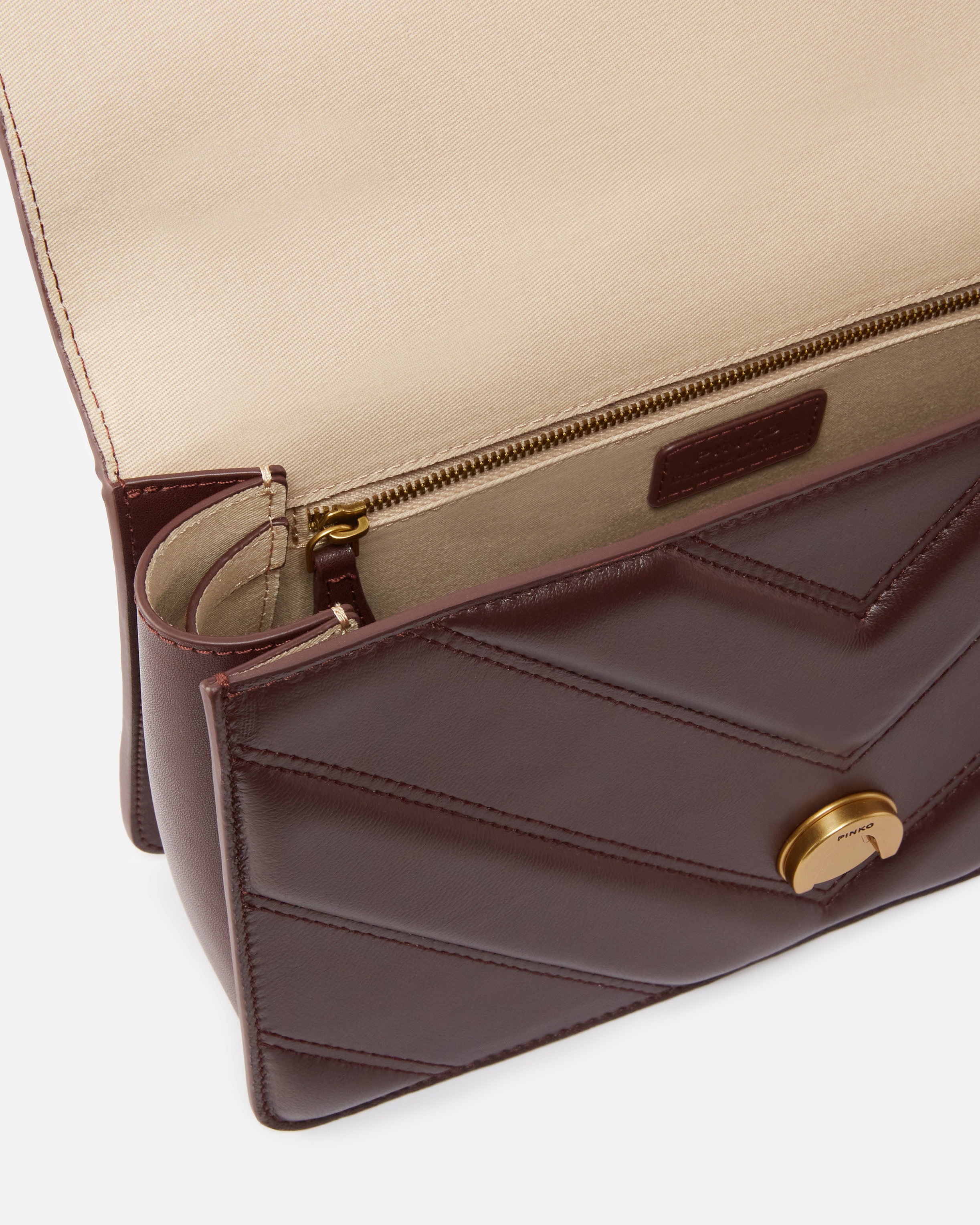 LOVE BAG QUILTED SHOULDER BAG WITH V-DESIGN AND LOGO - 4