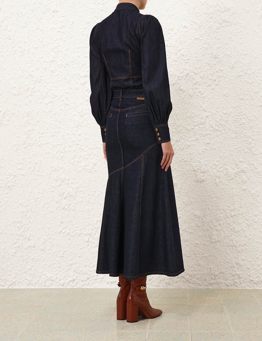 ILLUSTRATION DENIM MIDI SKIRT - 4