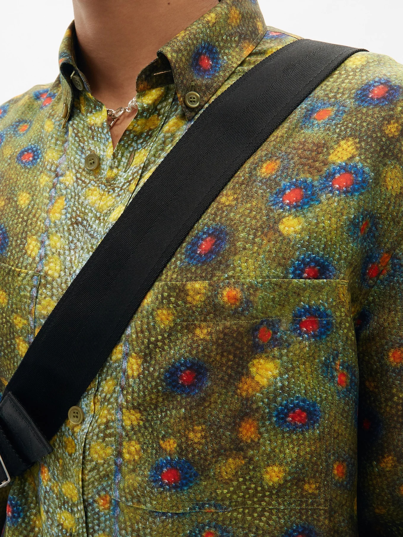 Fish scale-print silk shirt - 3