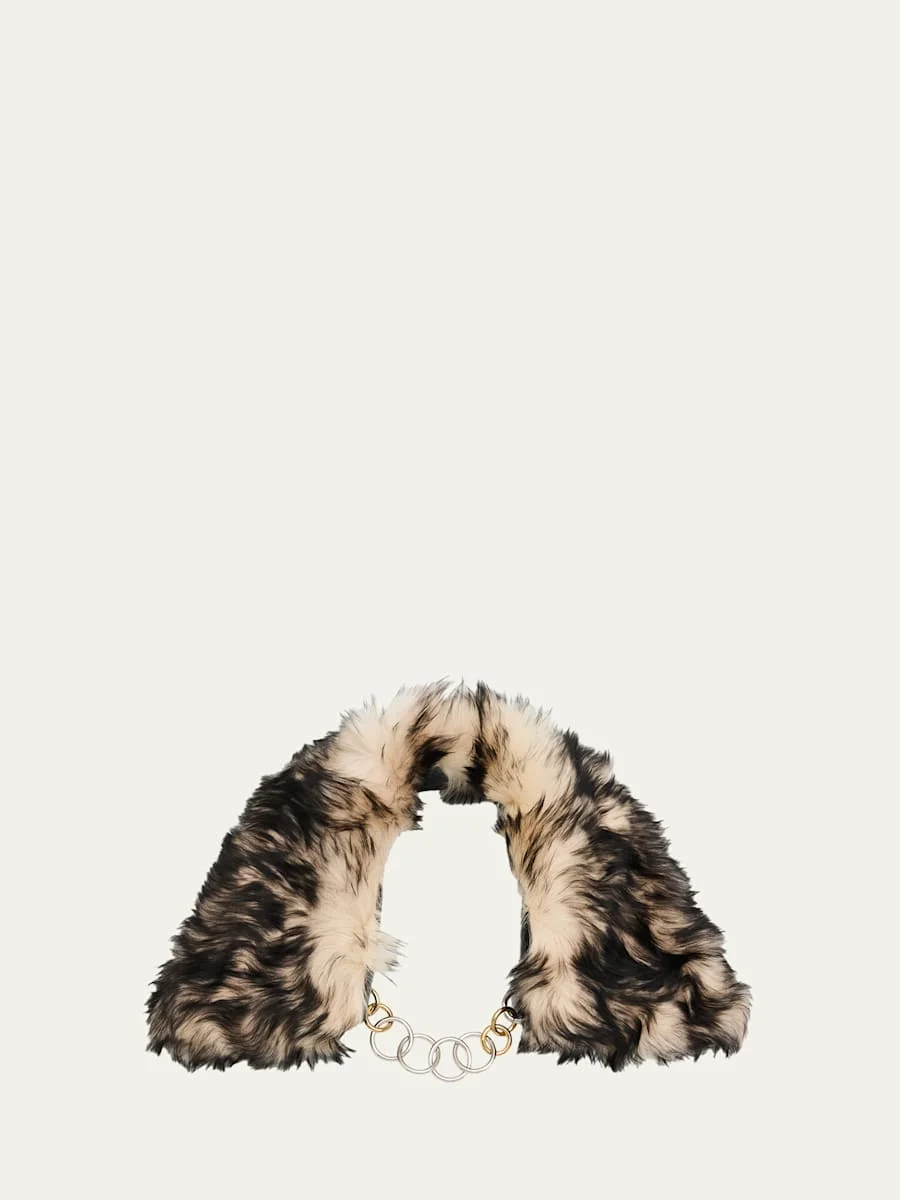 Lamb Shearling Chain-Link Collar - 1