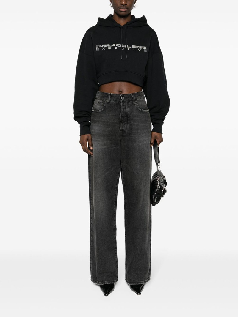 MUGLER logo-appliqué cropped hoodie outlook