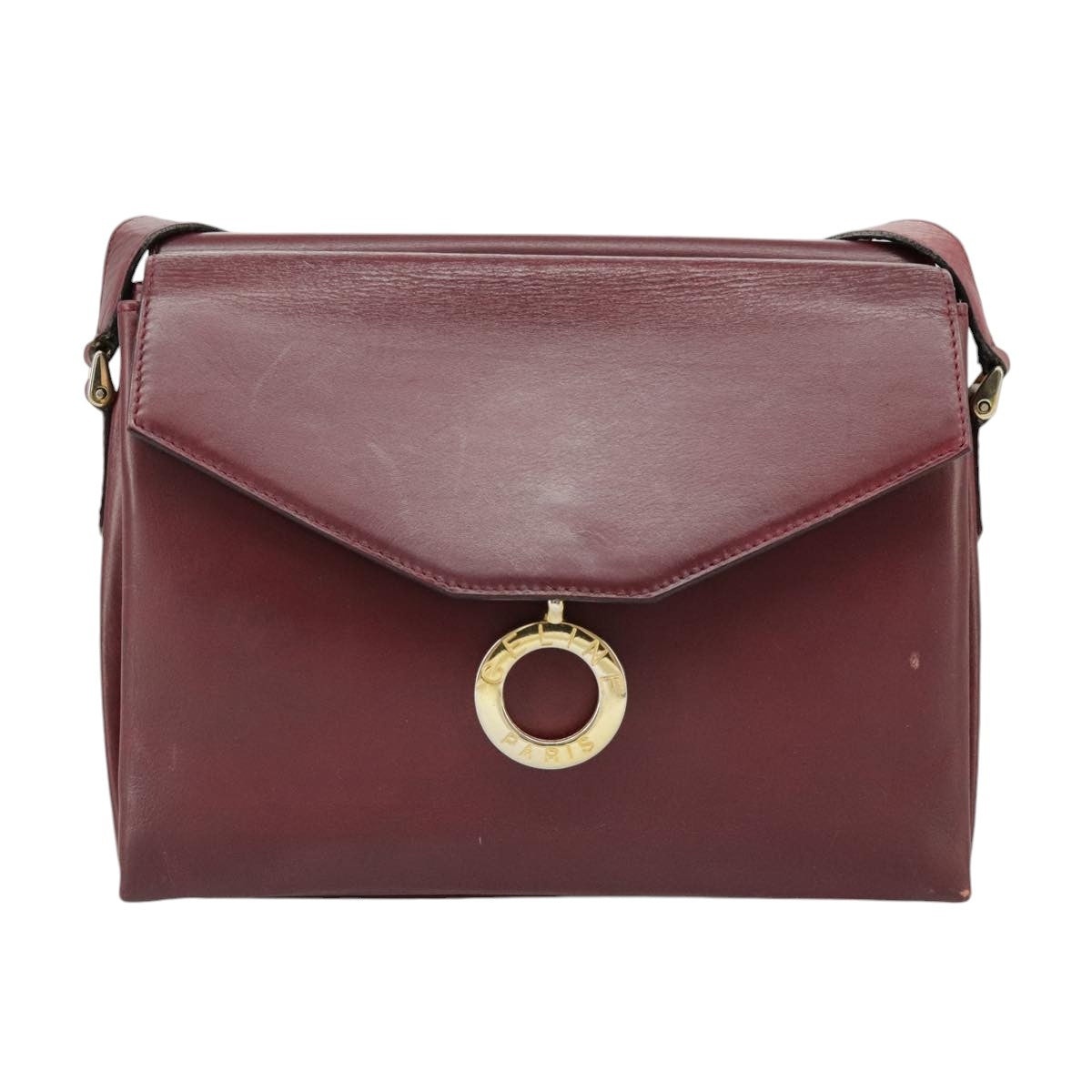 CELINE Shoulder Bag Leather Wine Red Gold - 2