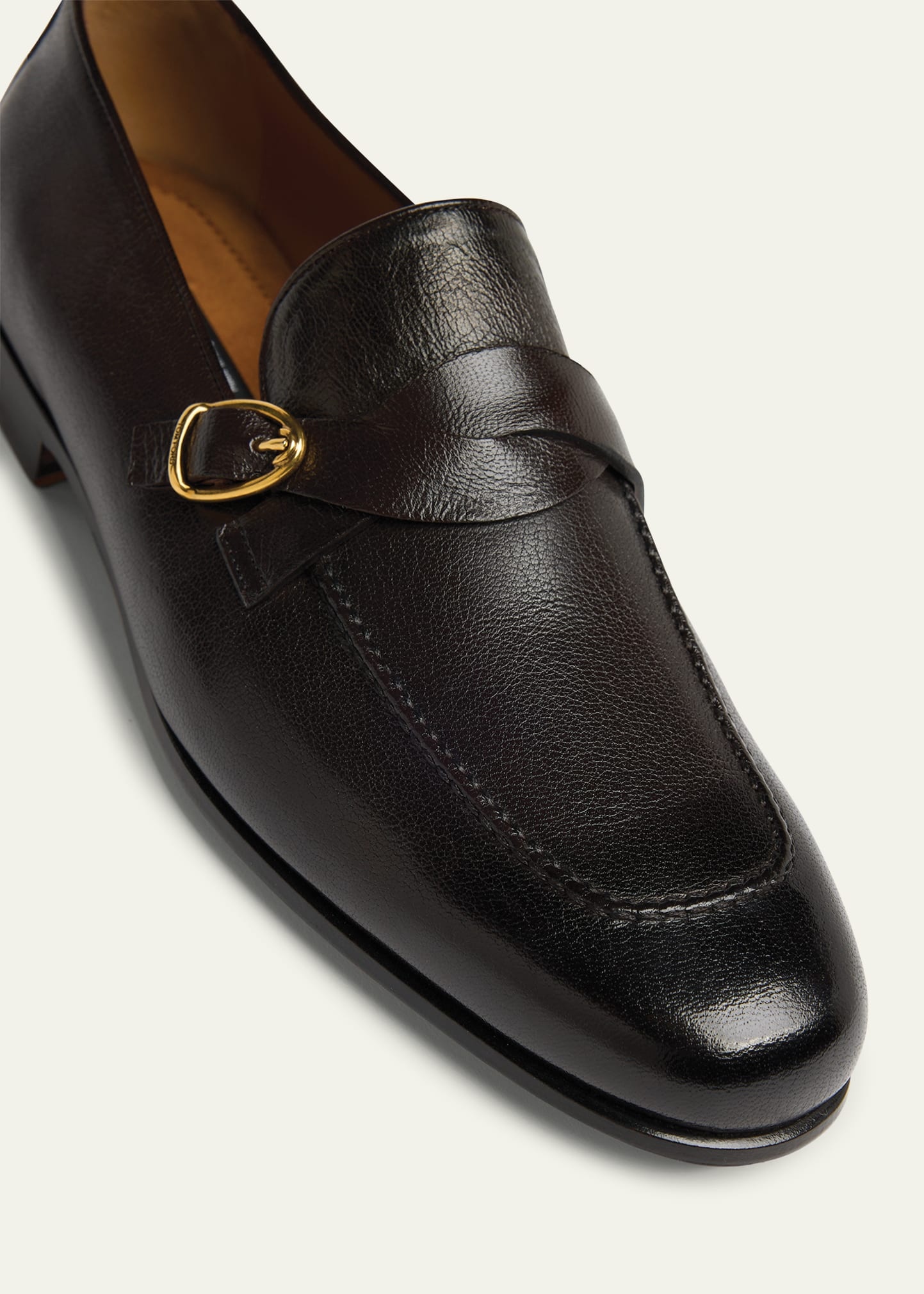Men's Gigi Grained Leather Twisted Buckle Loafers - 6