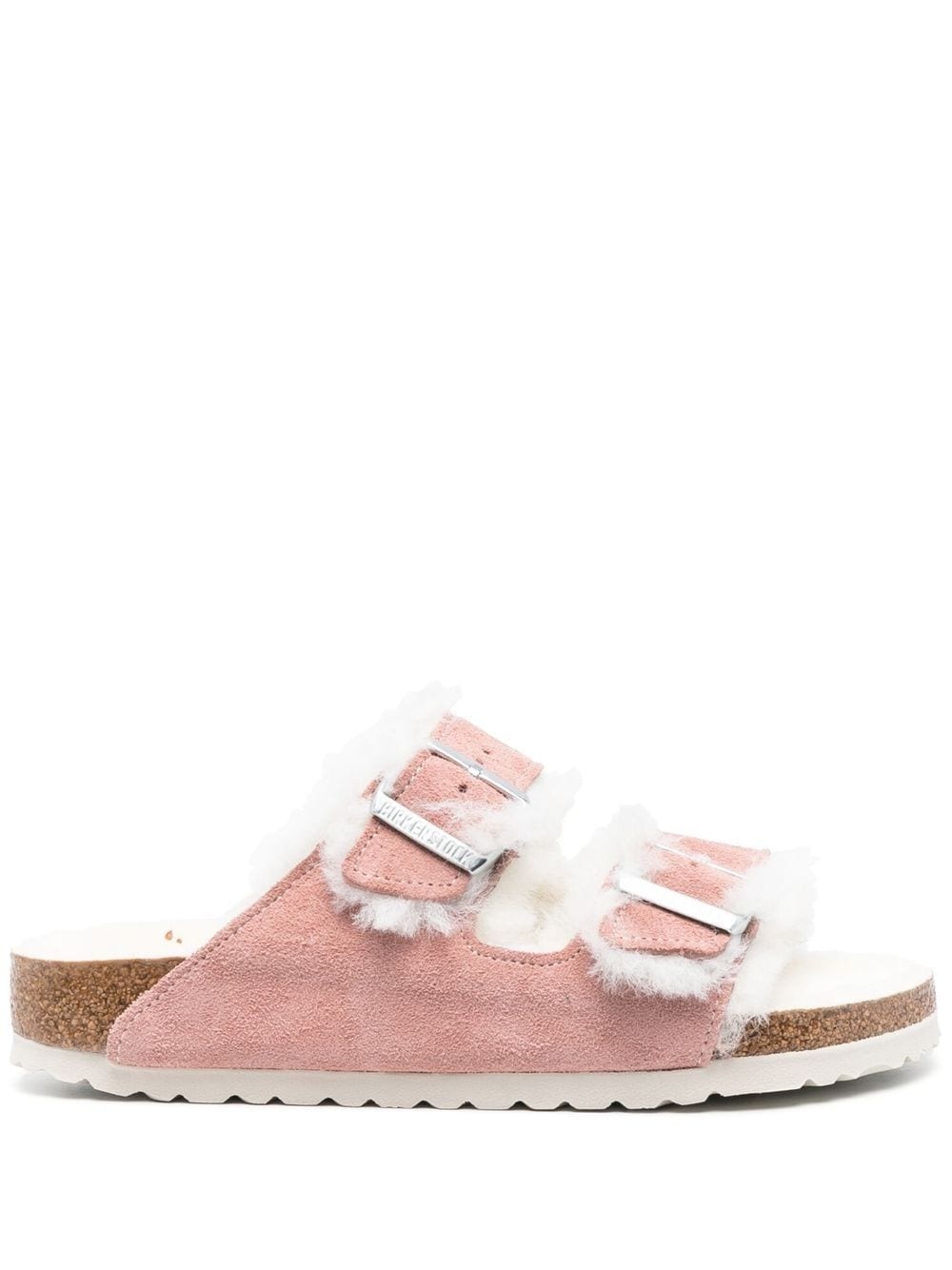 shearling double buckle slides - 1