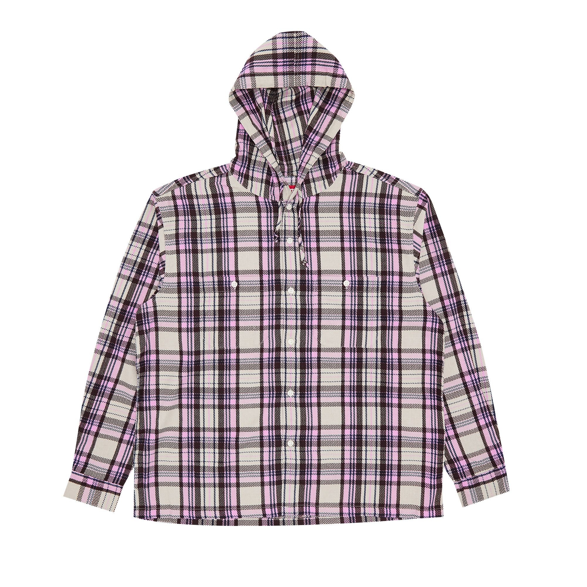 Supreme Printed Hooded Flannel Shirt 'Pink' - 1