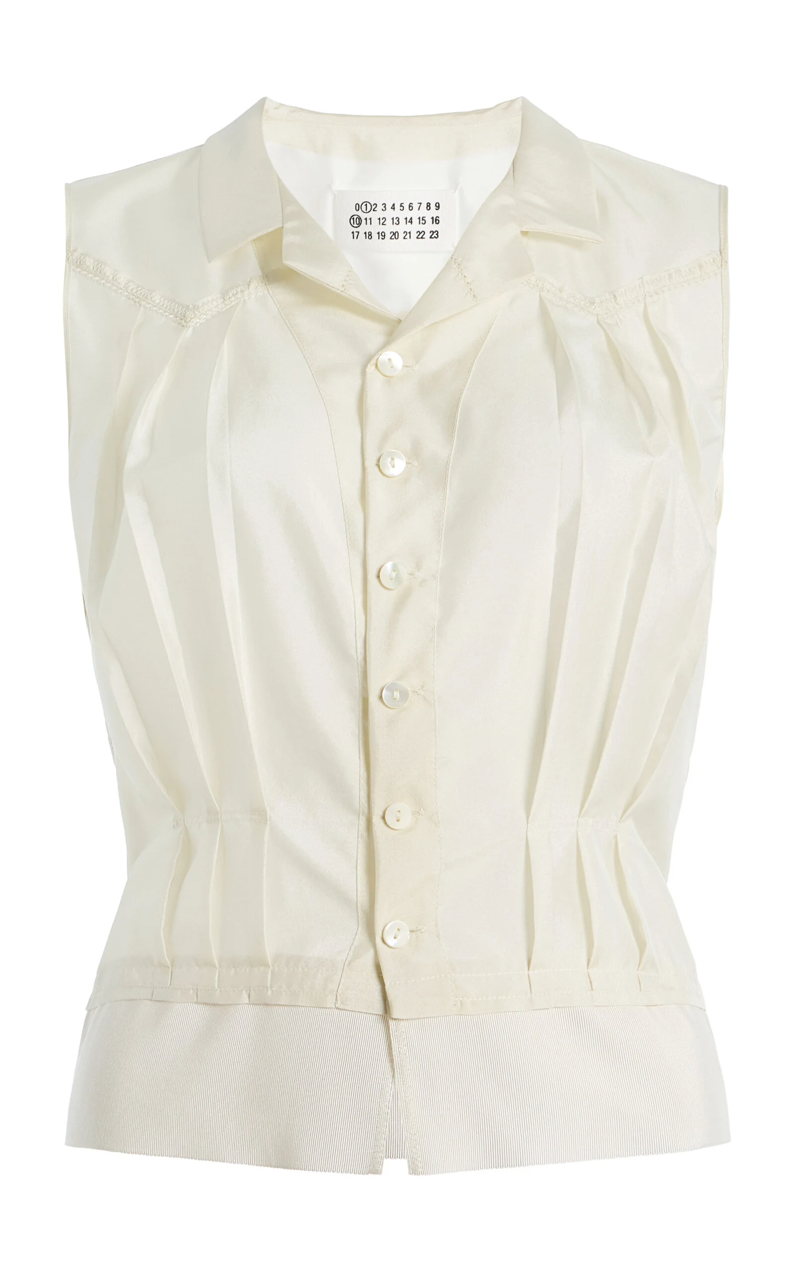 Pleated Satin Top ivory - 1