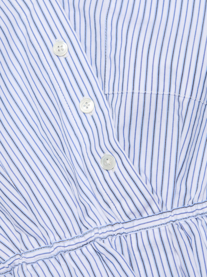 Women's Falling Off The Shoulder Poplin Shirt - Blue Stripe 7