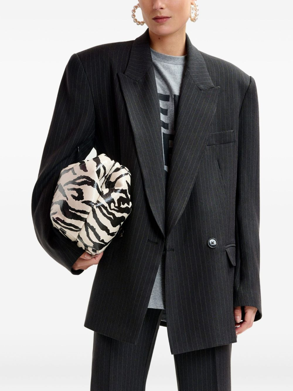 pinstripe double-breasted blazer - 3