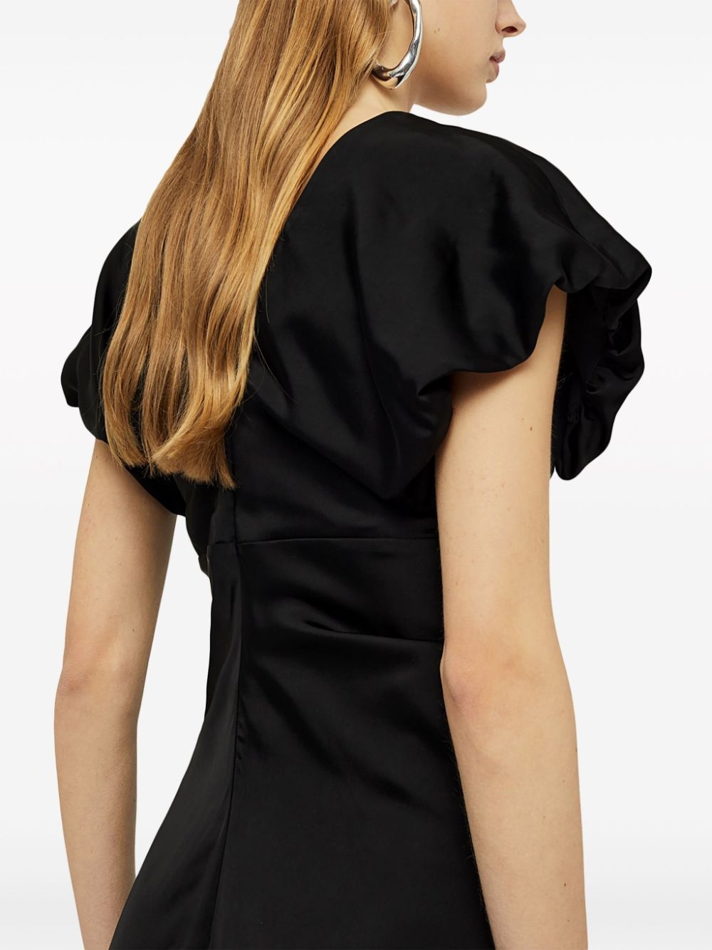 gathered-detail satin-finish gown - 6