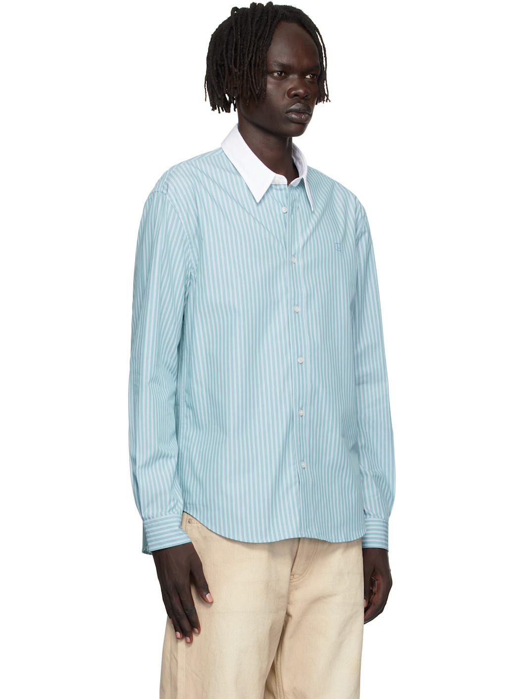 Blue Button-Up Shirt - 2