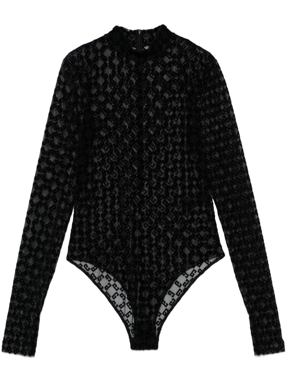 flocked-logo bodysuit - 1