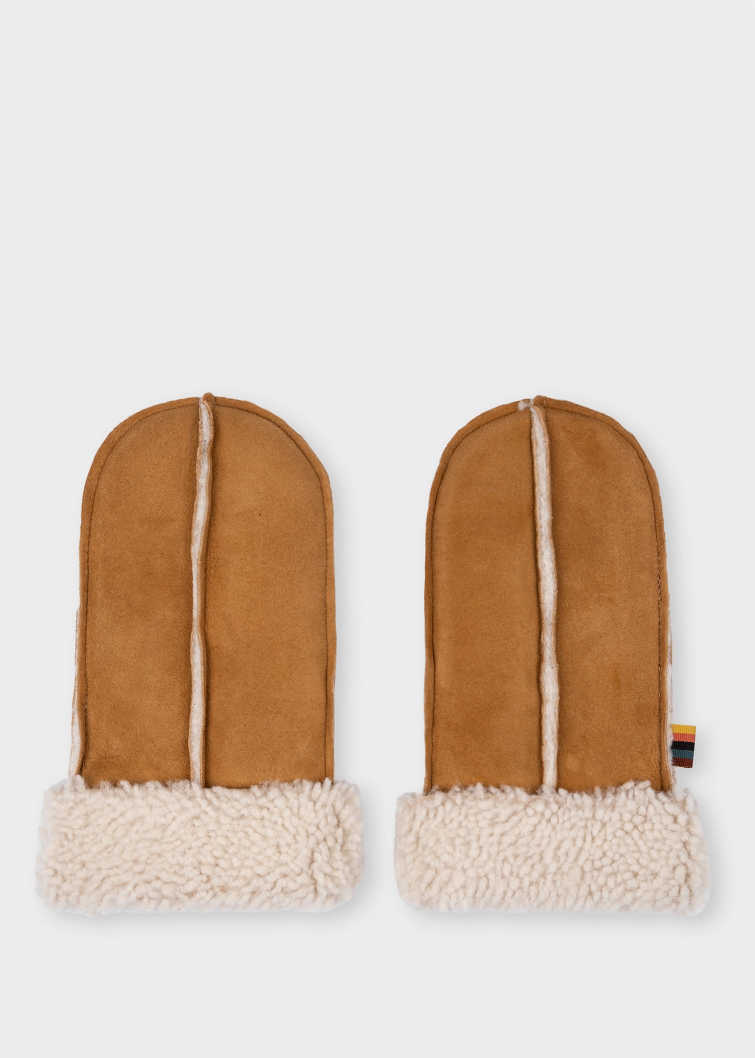 Tan Shearling Mittens - 1