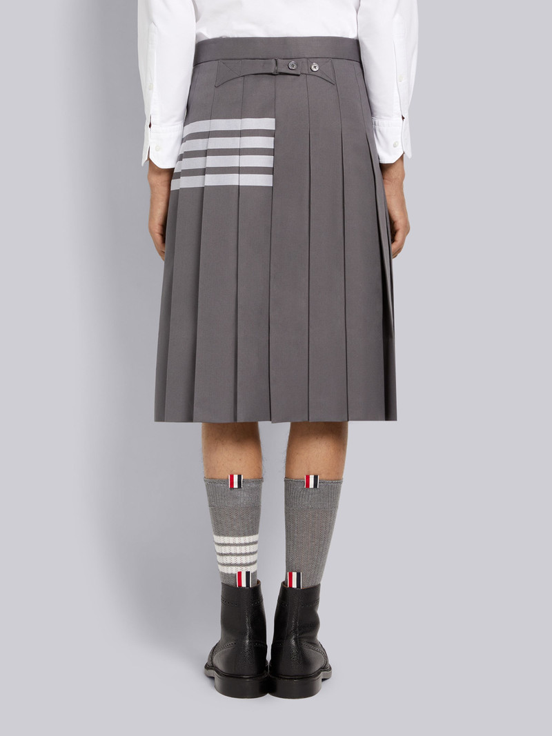 Medium Grey Hairline Madras Check Backstrap Pleated Knee Length Skirt 3