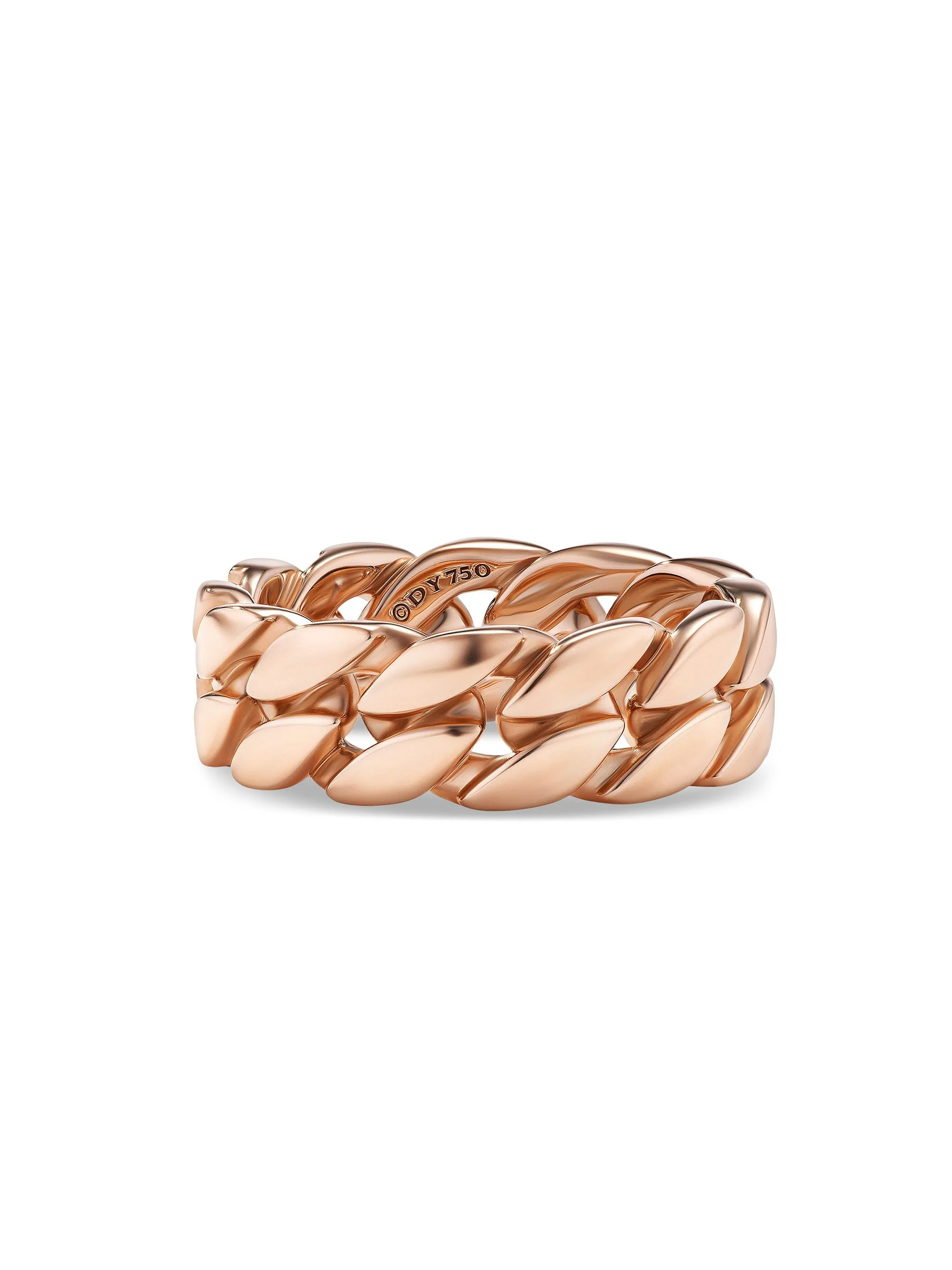Men's Curb Chain Band Ring in 18K Rose Gold, 8MM - Rose Gold - 1