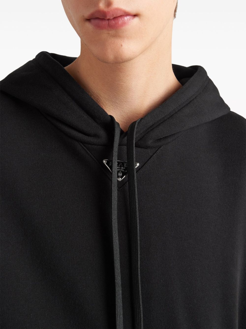 enamel triangle-logo cotton hoodie - 5