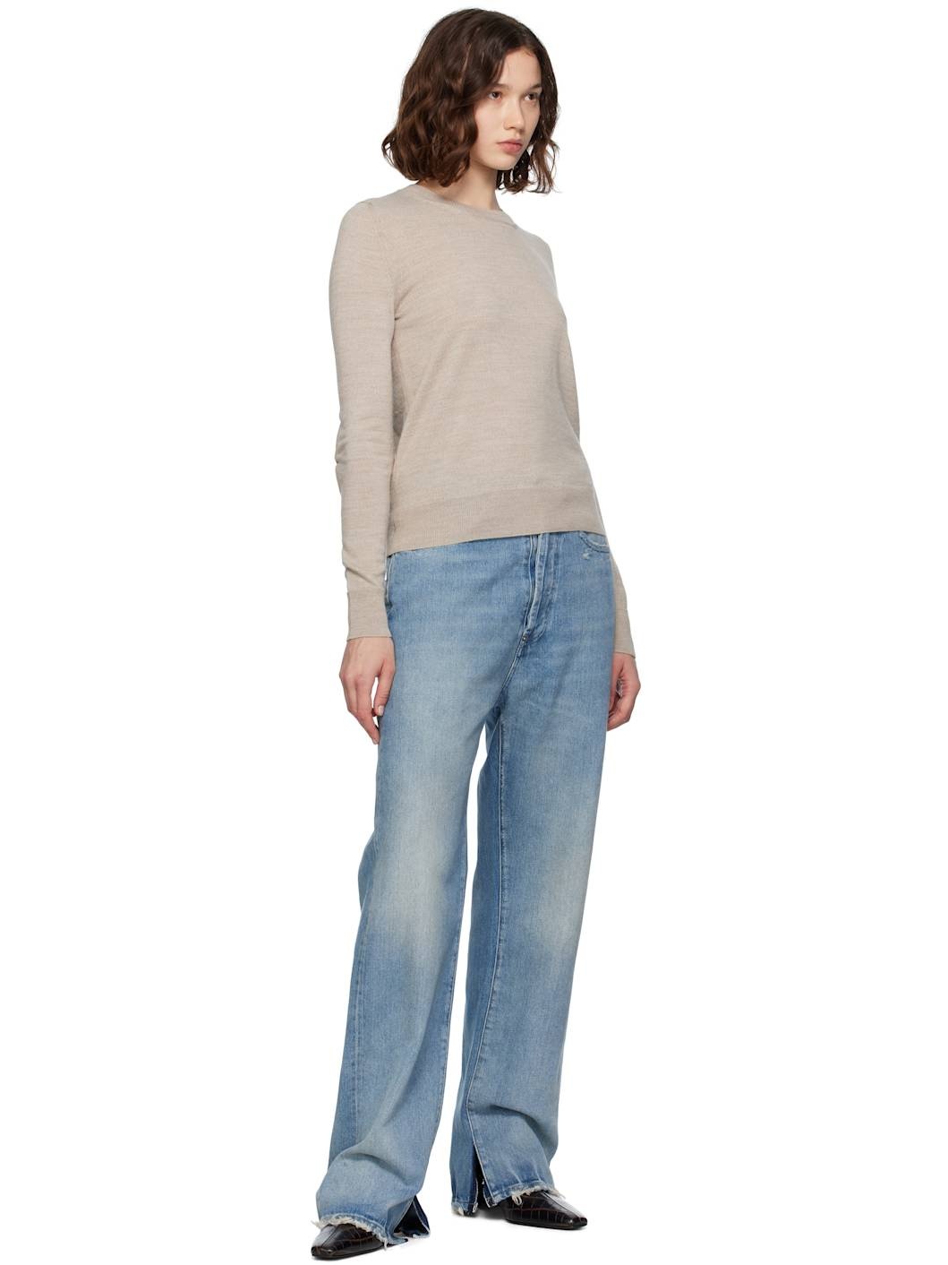 Beige Elbow Patch Sweater - 4