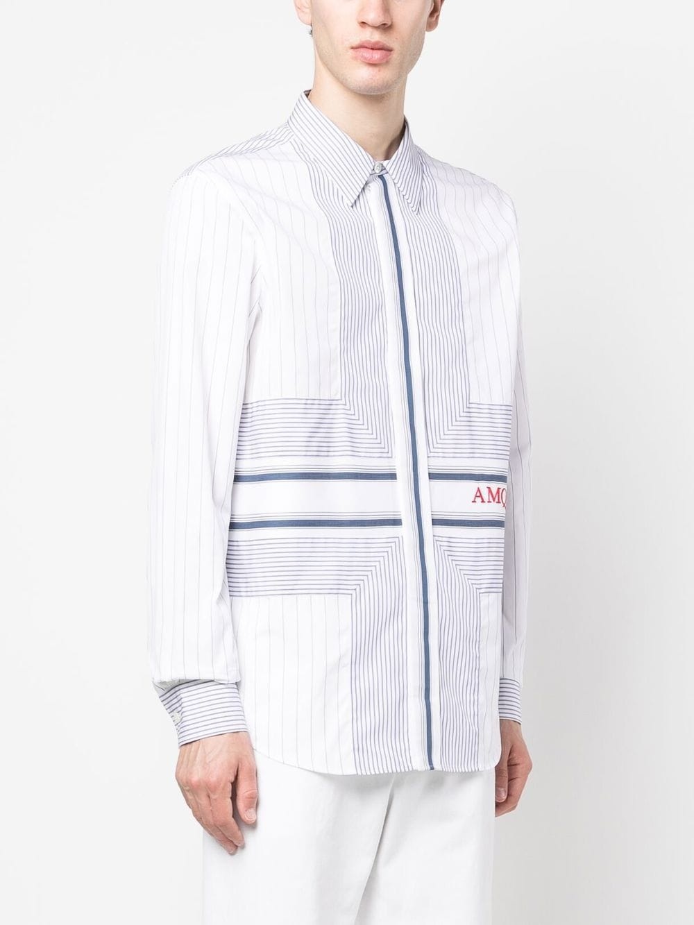 pinstriped logo-print shirt - 3