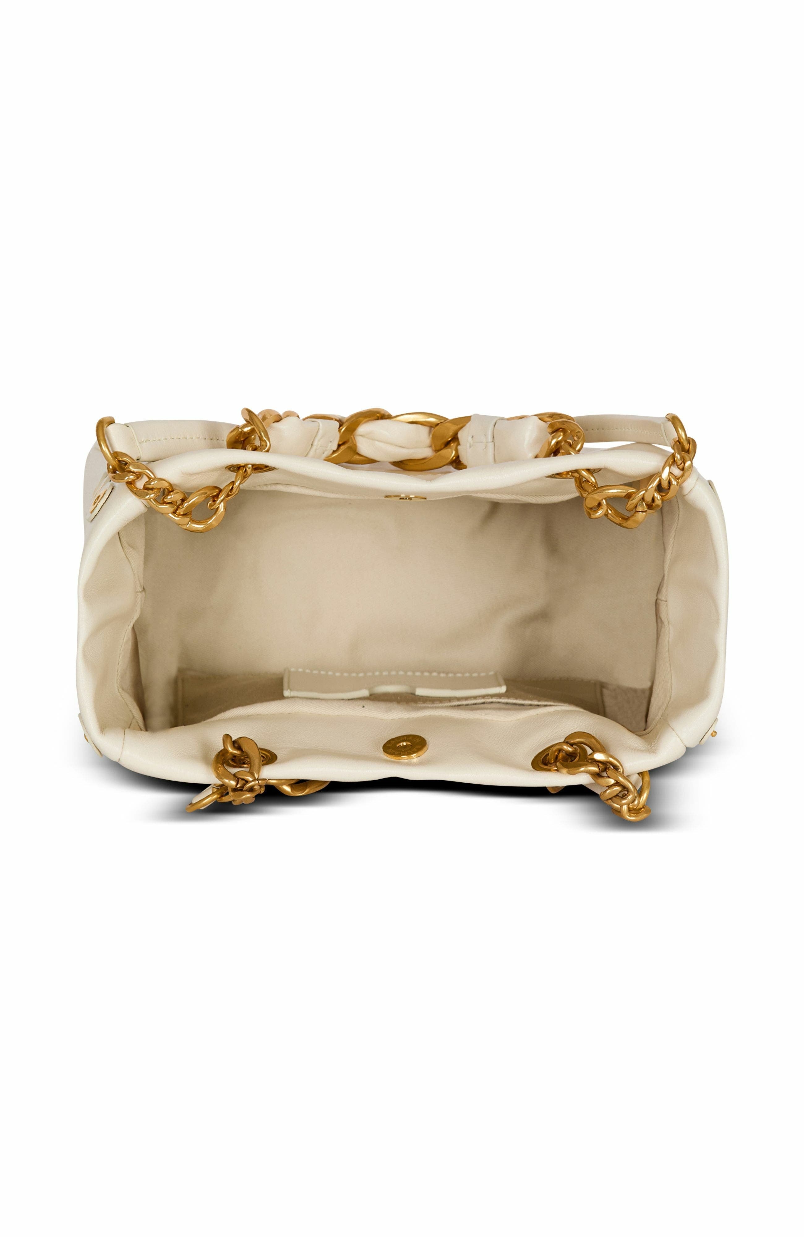 Balmain 1945 Soft Small crinkled leather tote bag in White at Nordstrom - 3