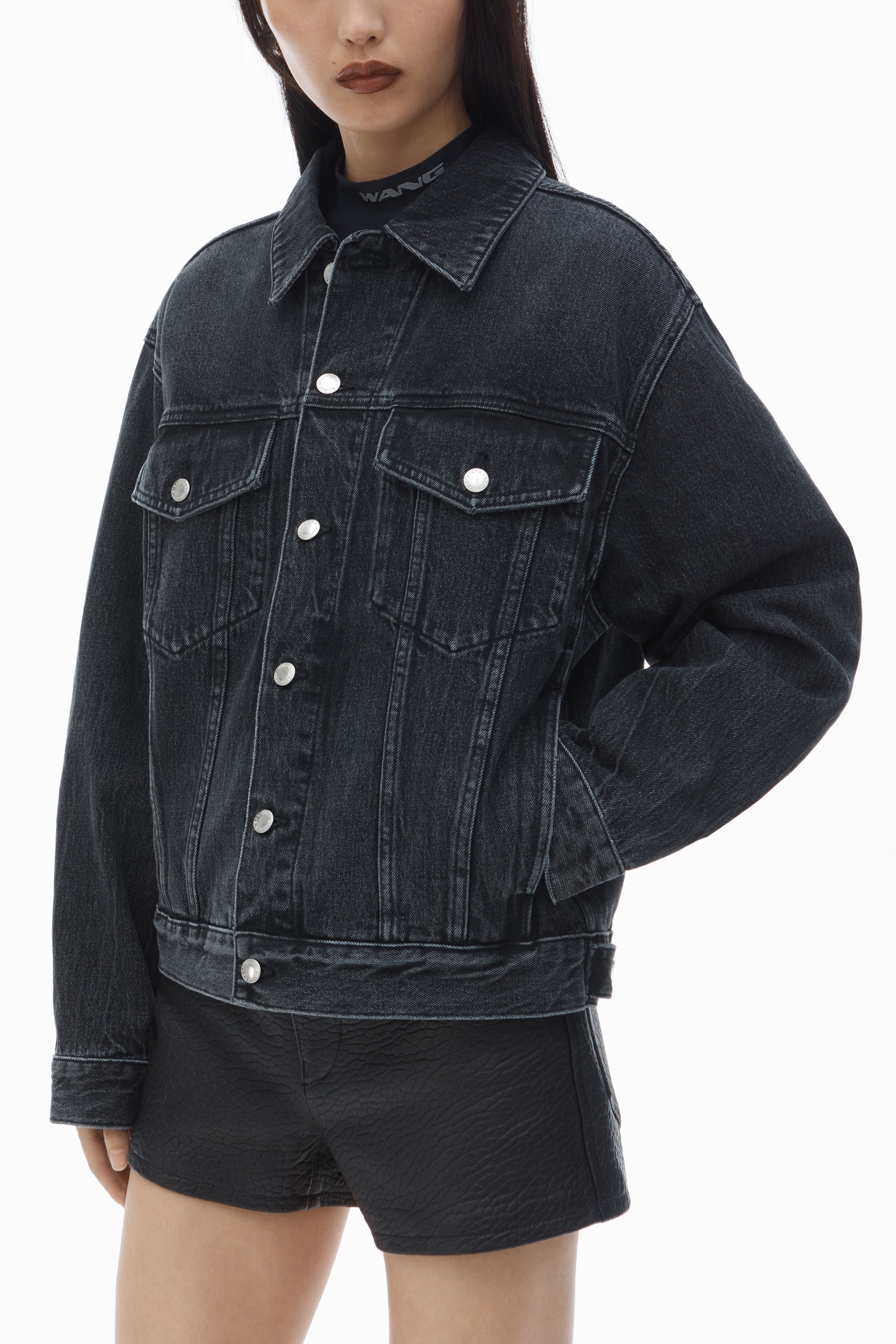 Oversize Trucker Jacket in Cotton Denim - 3