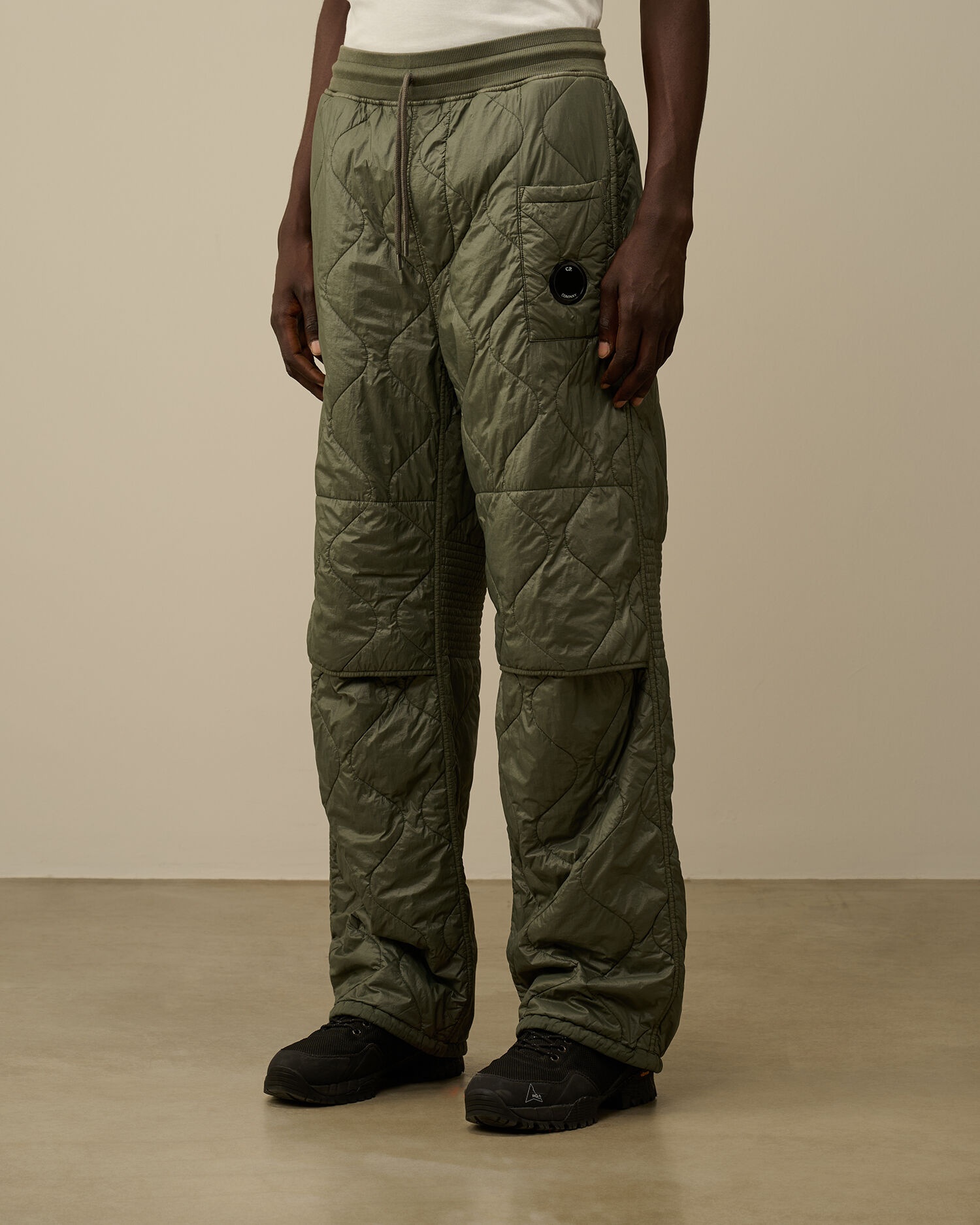Diagonal Raised Fleece Mixed Quilted Sweatpants - 2