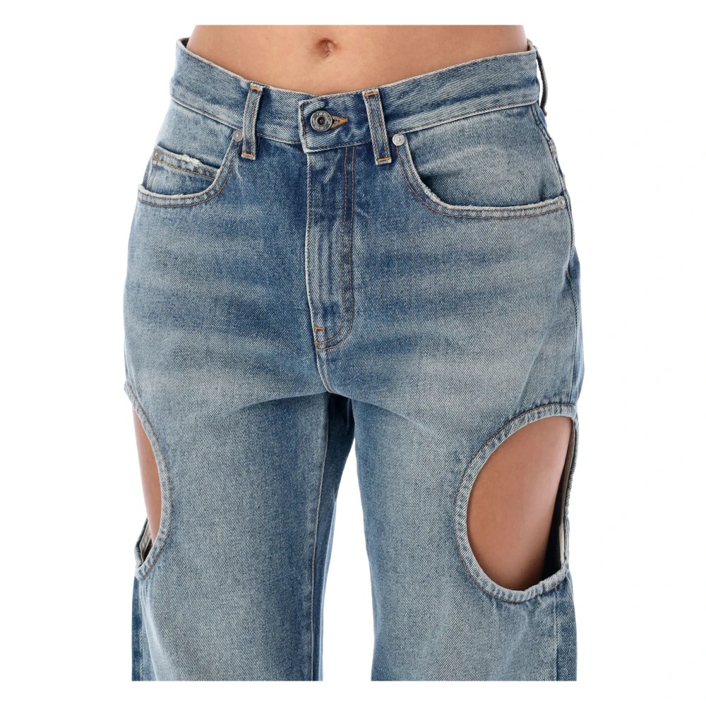 【関税＆送料込み】Off-White 'Meteor' Blue Denim Jeans OFF-WHITE Meteor Hole-Detail Jeans Blue - FW23 - US
