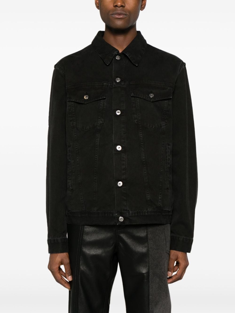 logo-embroidered denim jacket - 3