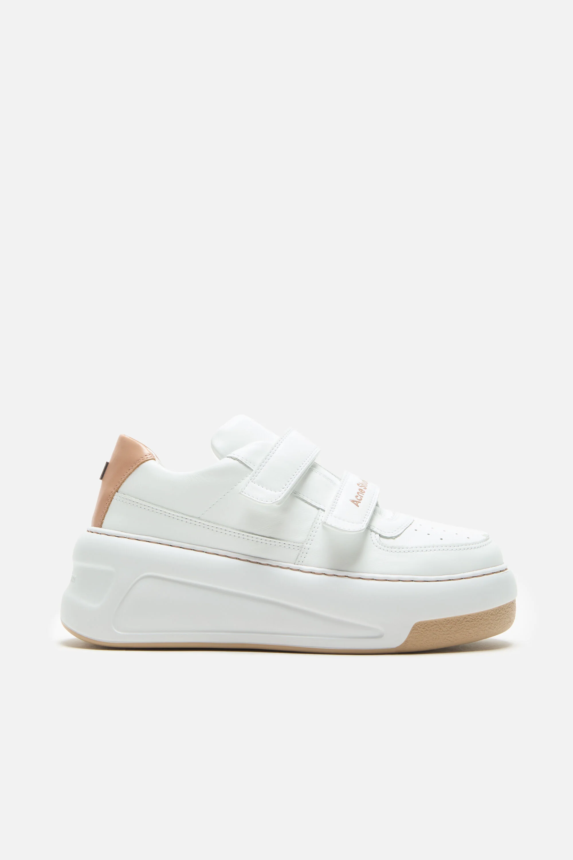 Leather Velcro Sneakers - Sand beige/optic white - 1