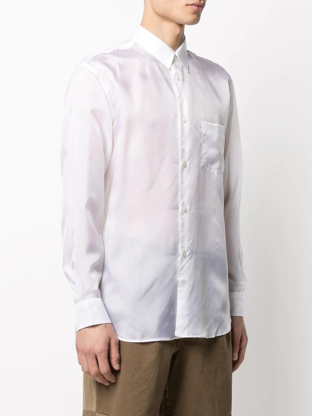 chest pocket satin shirt - 3