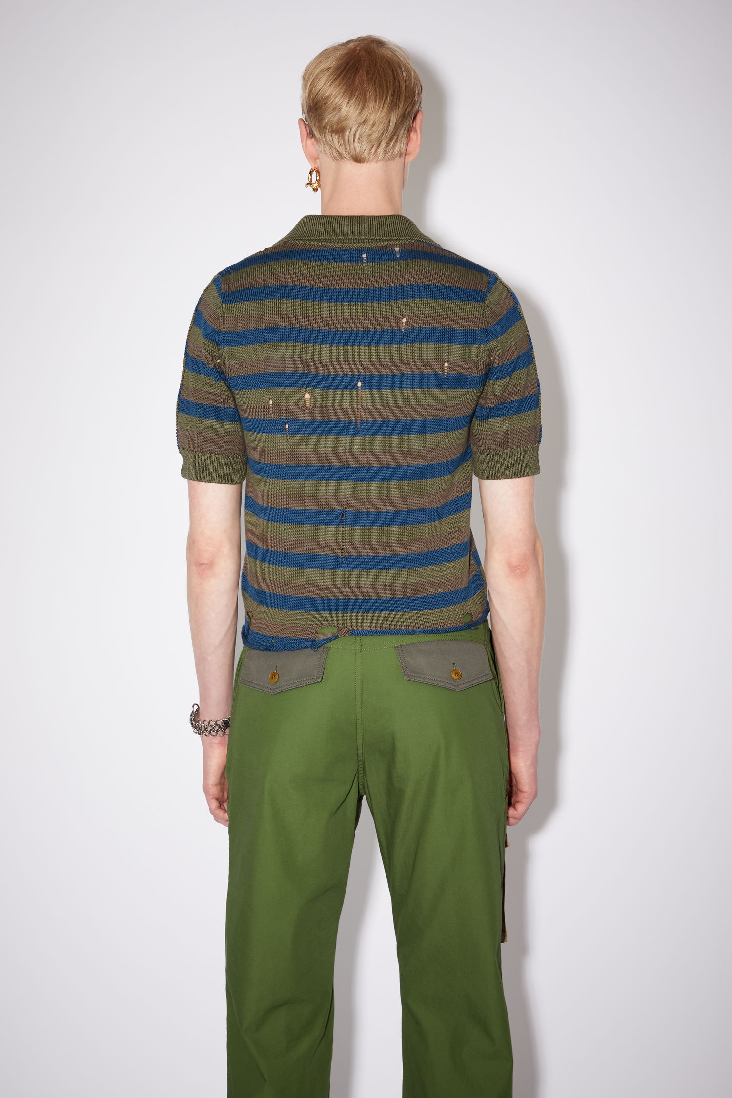 Knitted polo shirt - Olive green/multi - 3