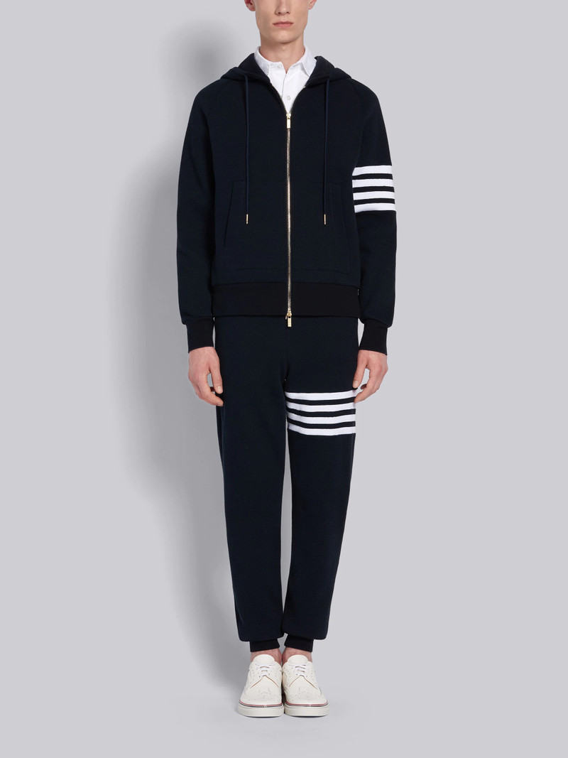 Navy Waffle 4-Bar Stripe Sweatpants 4