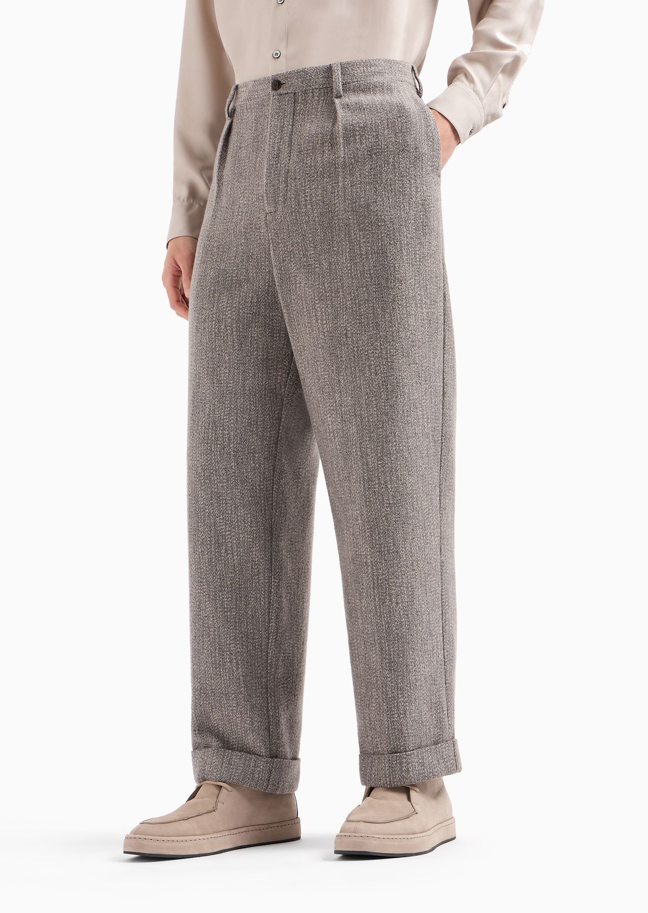 Jacquard viscose and wool-blend single-darted trousers - 2