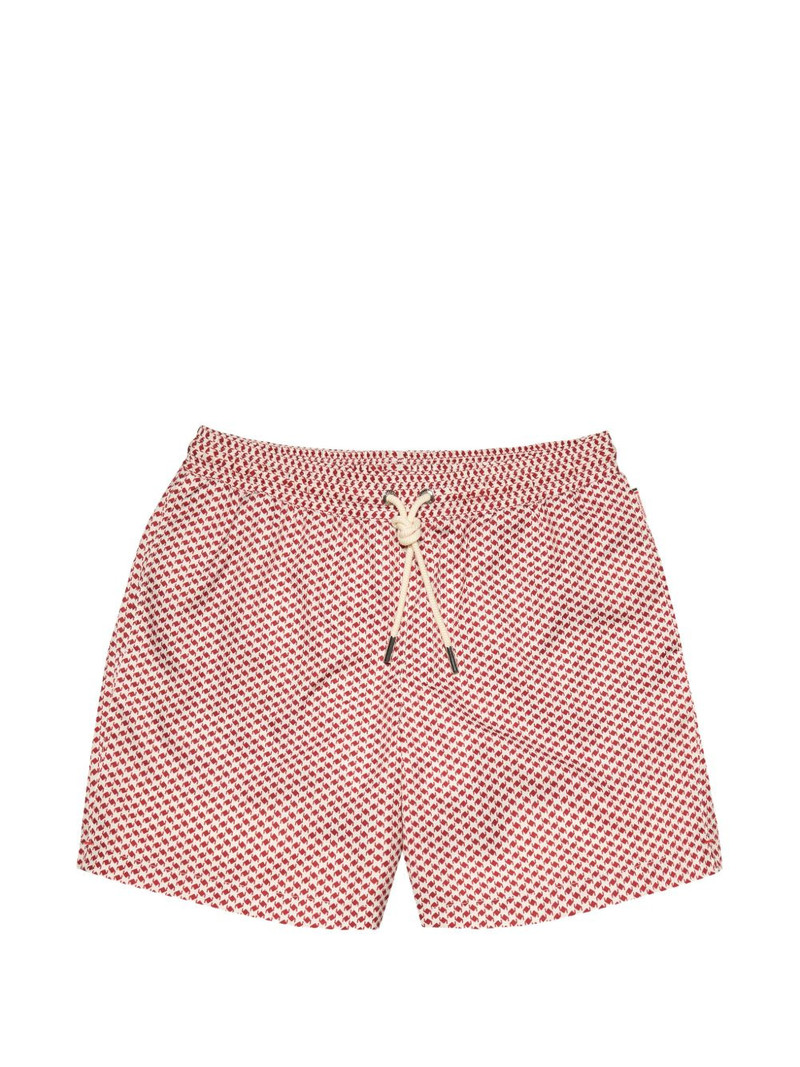 Boxer patterned swim shorts 1