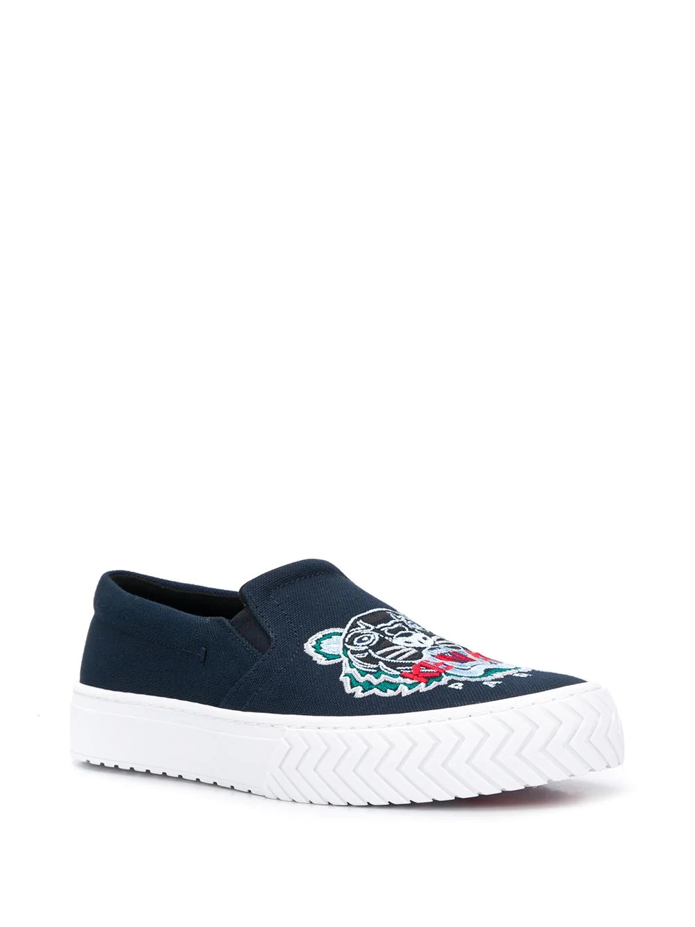 tiger-embroidered slip-on trainers - 2