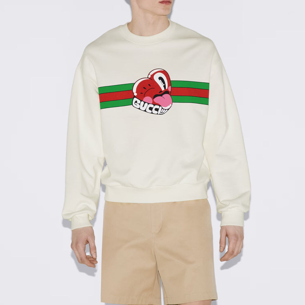 Gucci Cotton Jersey Sweatshirt With Gucci Print 'Off White' 768530-XJGI6-9095 - 2