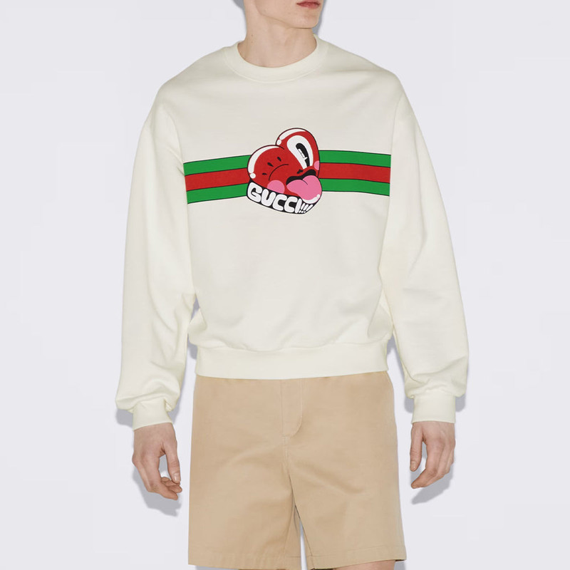 GUCCI Gucci Cotton Jersey Sweatshirt With Gucci Print 'Off White' 768530-XJGI6-9095 outlook