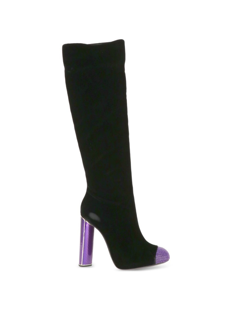 beaded-toe block-heel boots 1