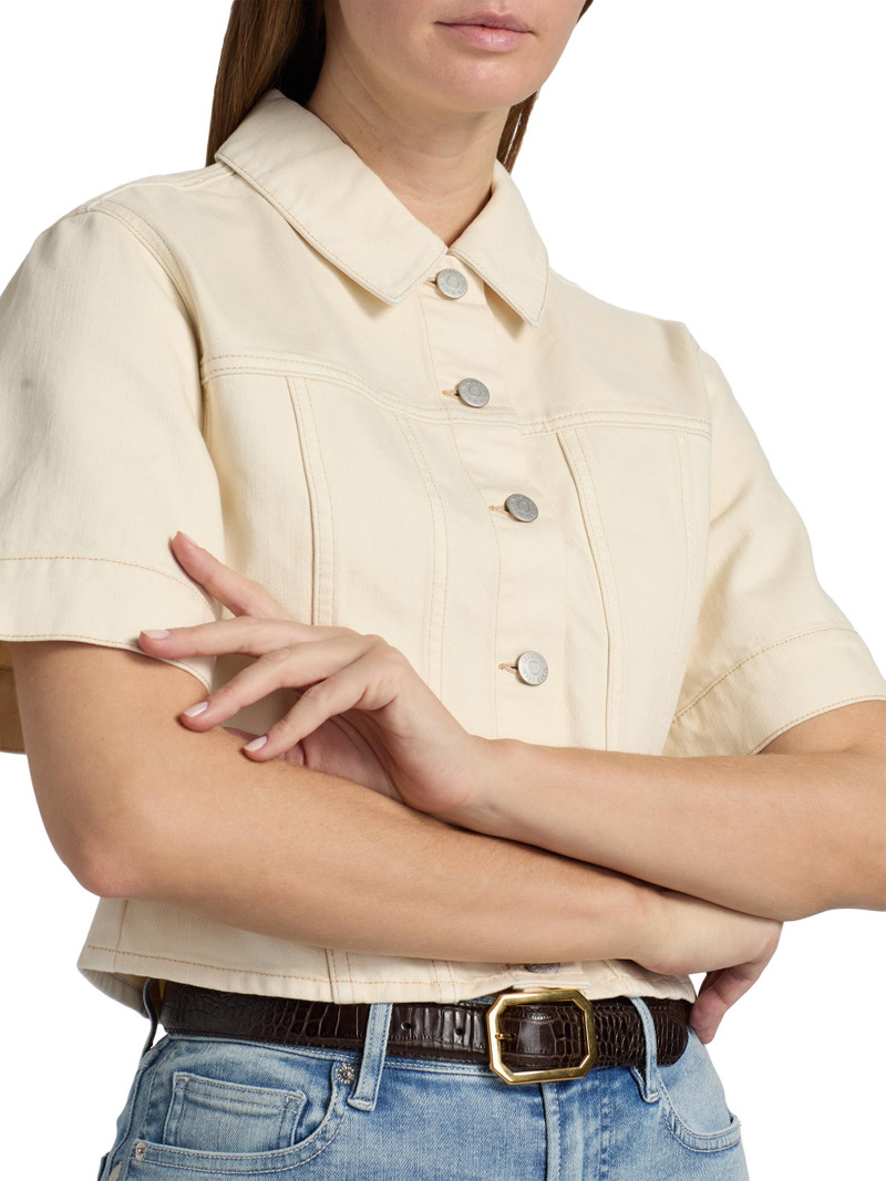 Women's Malcom Slub Denim Short-Sleeve Jacket - Ecru 6