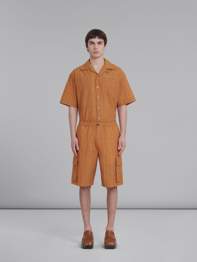 Marni ORANGE STRETCH WAIST CARGO SHORTS IN CHECKED LIGHT WOOL outlook