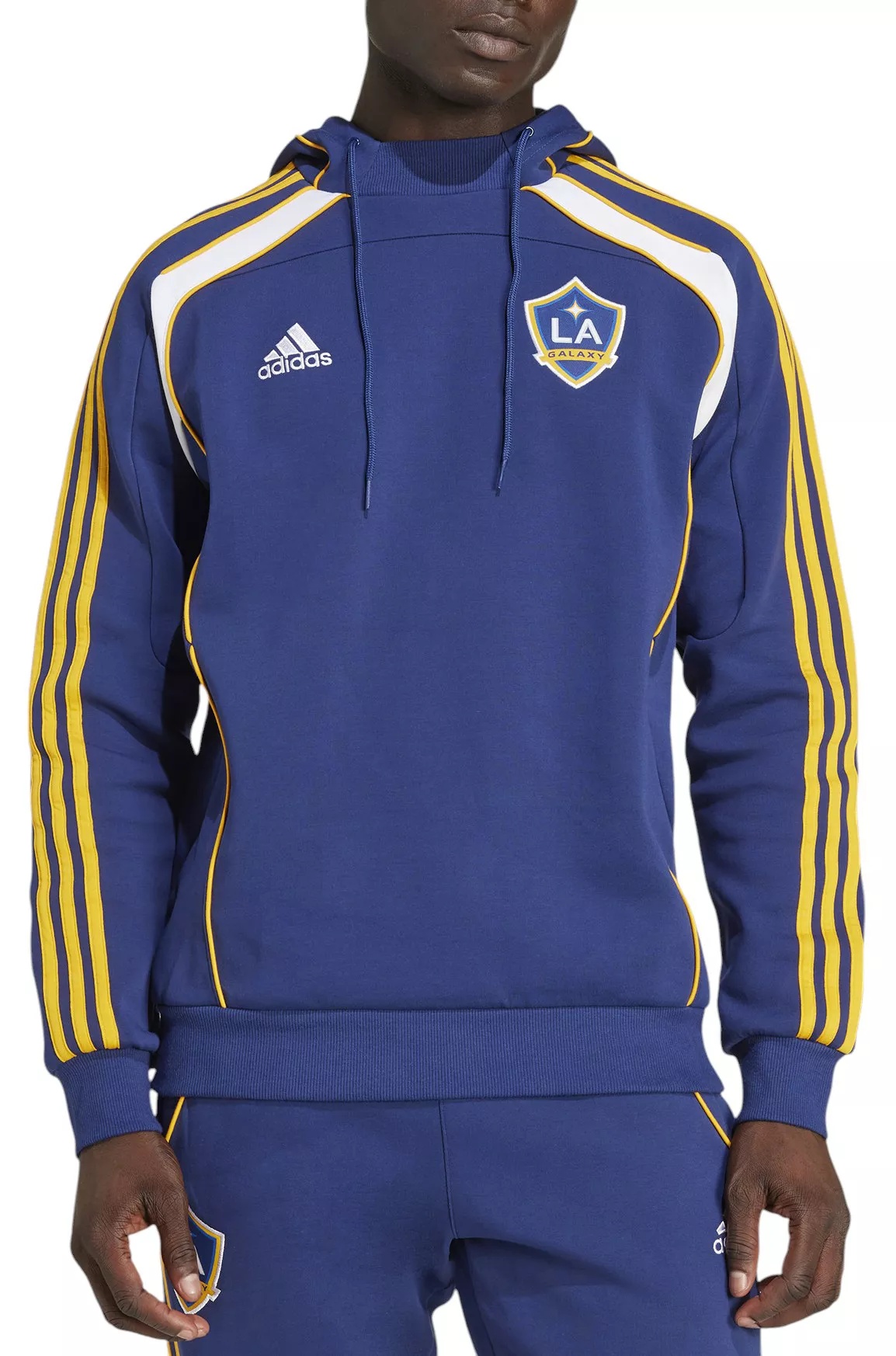 adidas Men's LA Galaxy Galaxy 2025 Blue Travel Pullover Hoodie - 1