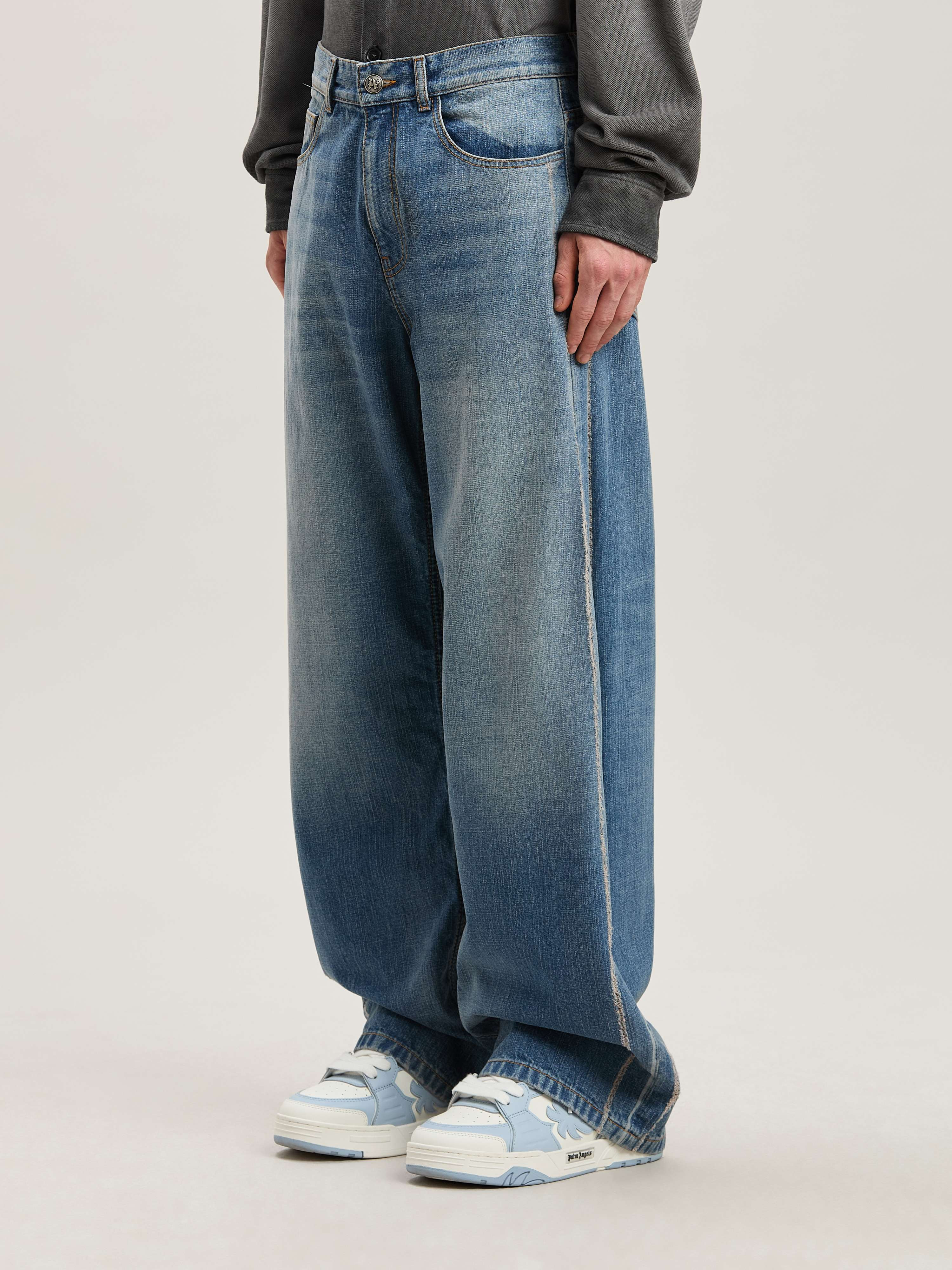 Lasered Curved Logo denim Pants - 4