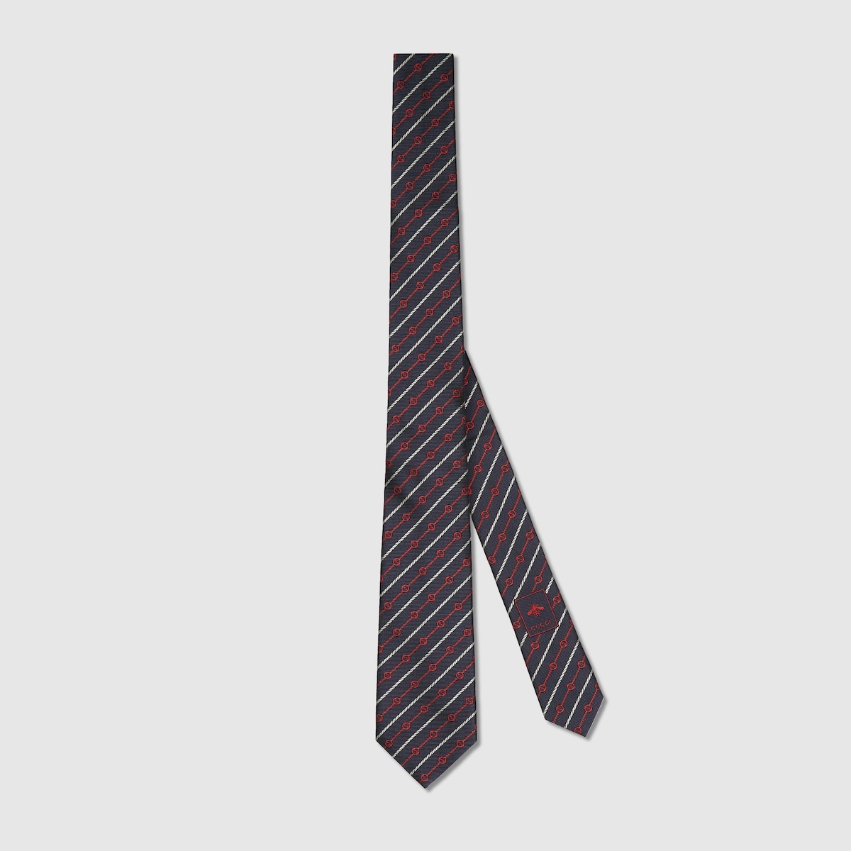 Round Interlocking G rope silk tie - 1