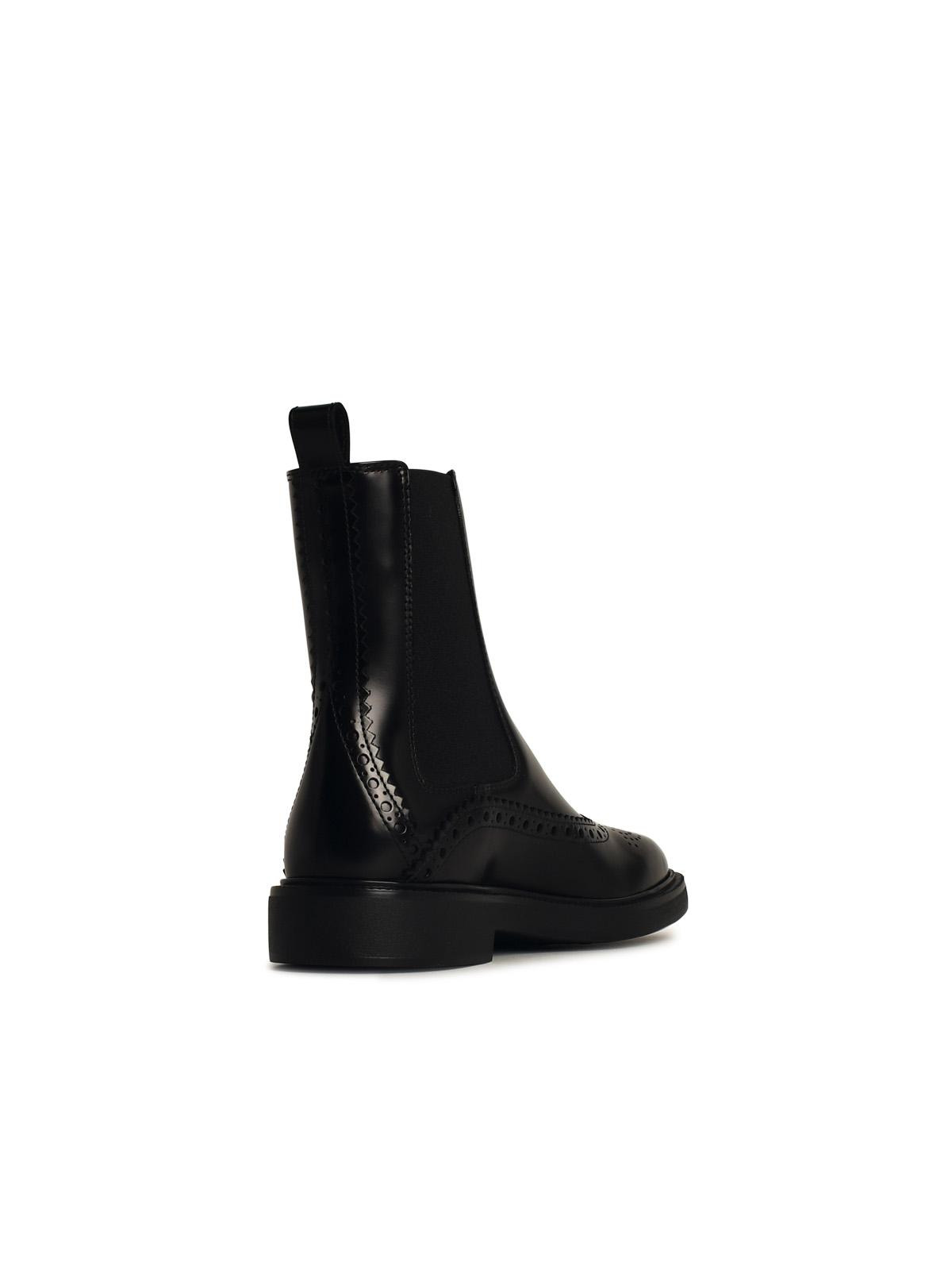 Tod's Black Leather Blend Ankle Boots Woman - 3